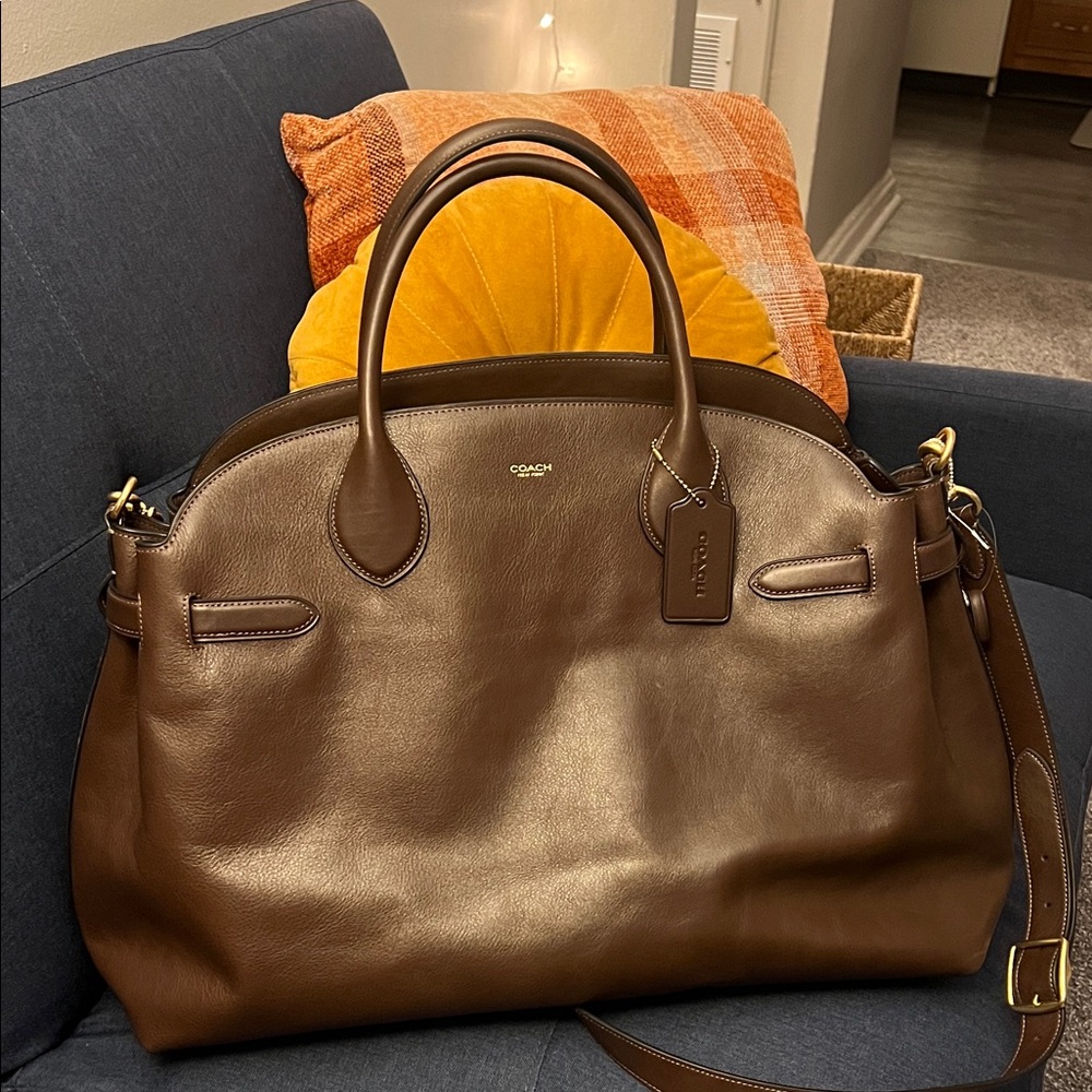 Coach Soft Empire Carryall Bag 48 Maple Dark Brown Leather